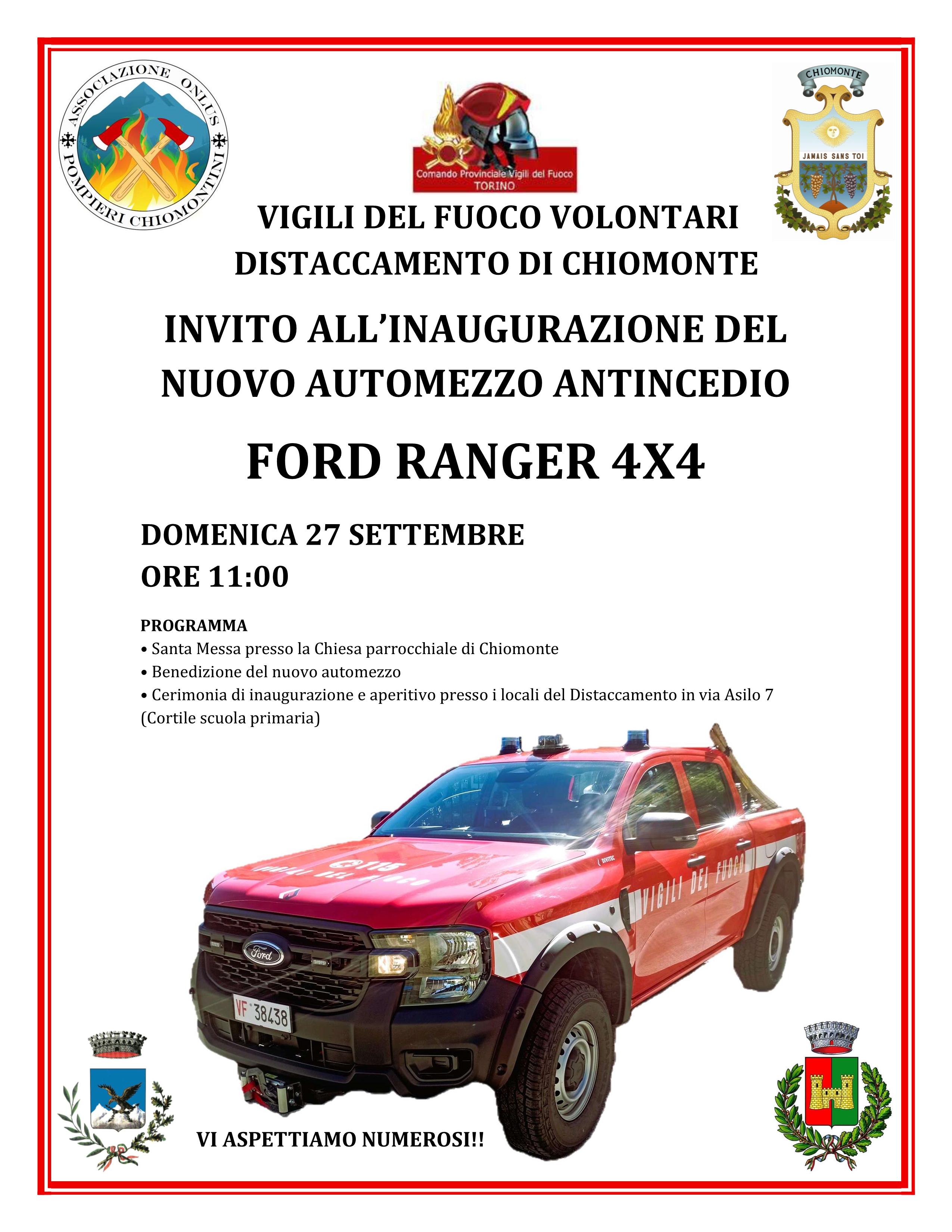 Inaugurazione nuovo mezzo antincendio Vigili del fuoco volontari